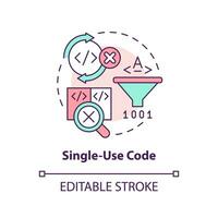 Single-use code concept icon. Procedural programming disadvantage abstract idea thin line illustration. One time usage. Isolated outline drawing. Editable stroke vector
