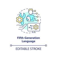 Fifth-generation programming language concept icon. Present computer with problem abstract idea thin line illustration. Isolated outline drawing. Editable stroke vector