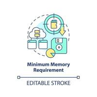 mínimo memoria requisito concepto icono. procesal programación ventaja resumen idea Delgado línea ilustración. aislado contorno dibujo. editable carrera vector
