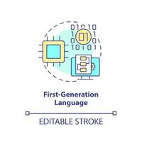 First-generation programming language concept icon. Straight machine code abstract idea thin line illustration. Coding. Isolated outline drawing. Editable stroke vector