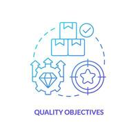 Quality objectives blue gradient concept icon. Products improving. Project management target abstract idea thin line illustration. Isolated outline drawing vector