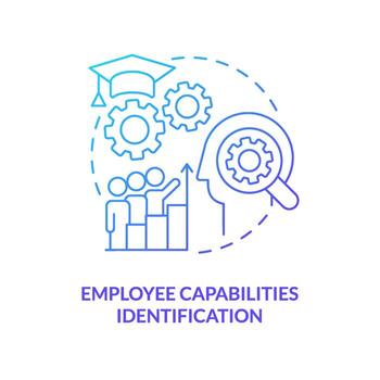 Employee capabilities identification blue gradient concept icon. Project planning advantage abstract idea thin line illustration. Isolated outline drawing vector