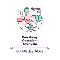 Prioritizing operations over data concept icon. Procedural programming disadvantage abstract idea thin line illustration. Isolated outline drawing. Editable stroke vector