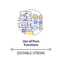 Use of pure functions concept icon. Functional programming abstract idea thin line illustration. Mathematics approach. Isolated outline drawing. Editable stroke vector