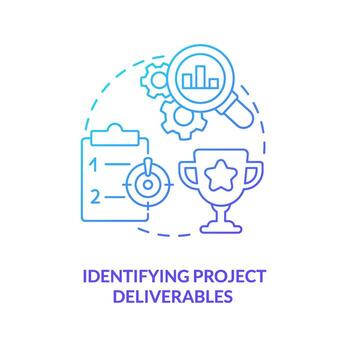 Identifying project deliverables blue gradient concept icon. Predict results. Work planning stage abstract idea thin line illustration. Isolated outline drawing vector