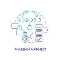 Phases of project blue gradient concept icon. Create corporate structure. Business plan includes abstract idea thin line illustration. Isolated outline drawing vector