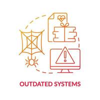 Outdated systems red gradient concept icon. Tech-related challenge in public-health system abstract idea thin line illustration. Isolated outline drawing vector