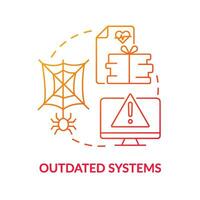 anticuado sistemas rojo degradado concepto icono. relacionado con la tecnología desafío en salud pública sistema resumen idea Delgado línea ilustración. aislado contorno dibujo vector