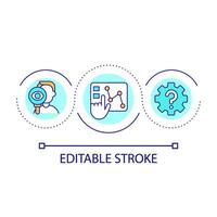 Data analysing process loop concept icon. Studying and collecting information. Business work abstract idea thin line illustration. Isolated outline drawing. Editable stroke vector