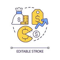 Inflation concept icon. Financial performance abstract idea thin line illustration. Higher prices of goods, services. Expense management. Isolated outline drawing. Editable stroke vector
