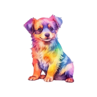 Aquarell Hund Aufkleber, Karikatur Charakter Tier, Idee zum drucken T-Shirt, Poster und Kinder Umschlag, Postkarte. Hand gezeichnet Stil. ai generiert png