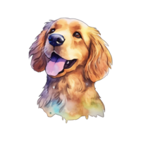 Aquarell Hund Aufkleber, Karikatur Charakter Tier, Idee zum drucken T-Shirt, Poster und Kinder Umschlag, Postkarte. Hand gezeichnet Stil. ai generiert png