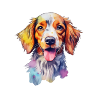 Watercolor dog sticker, cartoon character animal, idea for print t-shirt, poster and kids envelope, postcard. Hand drawn style. AI generated png