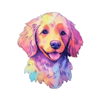 Watercolor dog sticker, cartoon character animal, idea for print t-shirt, poster and kids envelope, postcard. Hand drawn style. AI generated png