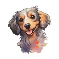 Aquarell Hund Aufkleber, Karikatur Charakter Tier, Idee zum drucken T-Shirt, Poster und Kinder Umschlag, Postkarte. Hand gezeichnet Stil. ai generiert png