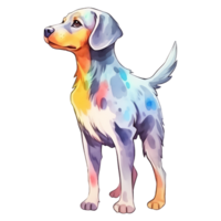 Aquarell Hund Aufkleber, Karikatur Charakter Tier, Idee zum drucken T-Shirt, Poster und Kinder Umschlag, Postkarte. Hand gezeichnet Stil. ai generiert png