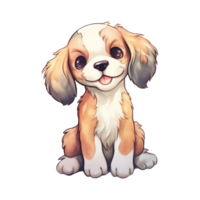 acuarela perro pegatina, dibujos animados personaje animal, idea para impresión camiseta, póster y niños sobre, tarjeta postal. mano dibujado estilo. ai generado png