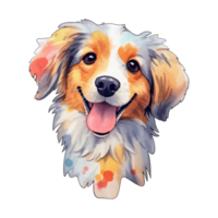 acuarela perro pegatina, dibujos animados personaje animal, idea para impresión camiseta, póster y niños sobre, tarjeta postal. mano dibujado estilo. ai generado png