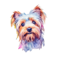 Watercolor dog sticker, cartoon character animal, idea for print t-shirt, poster and kids envelope, postcard. Hand drawn style. AI generated png