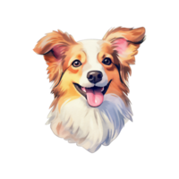 acuarela perro pegatina, dibujos animados personaje animal, idea para impresión camiseta, póster y niños sobre, tarjeta postal. mano dibujado estilo. ai generado png