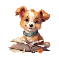 Watercolor back to school, Cute animals are learning. Cartoon character childish style. AI generated. png