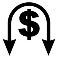 Icon currency crisis collapse dollar exchange rate arrow down vector