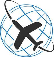 logo icono avión volador alrededor tierra concepto mundo viaje vector