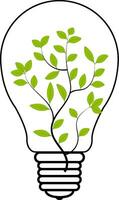 ligero bulbo con árbol planta dentro renovable energía verde electricidad vector