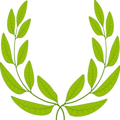 Laurel wreath with green leaves icon sign symbol  glory victory