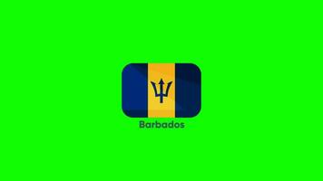 Flag of Barbados Waving Isolated by the Alpha Channel Transparent Background. Barbados Flag in Green Background video