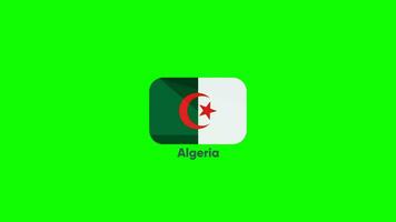 Algerije vlag in groen scherm. Algerije 3d vlag animatie video