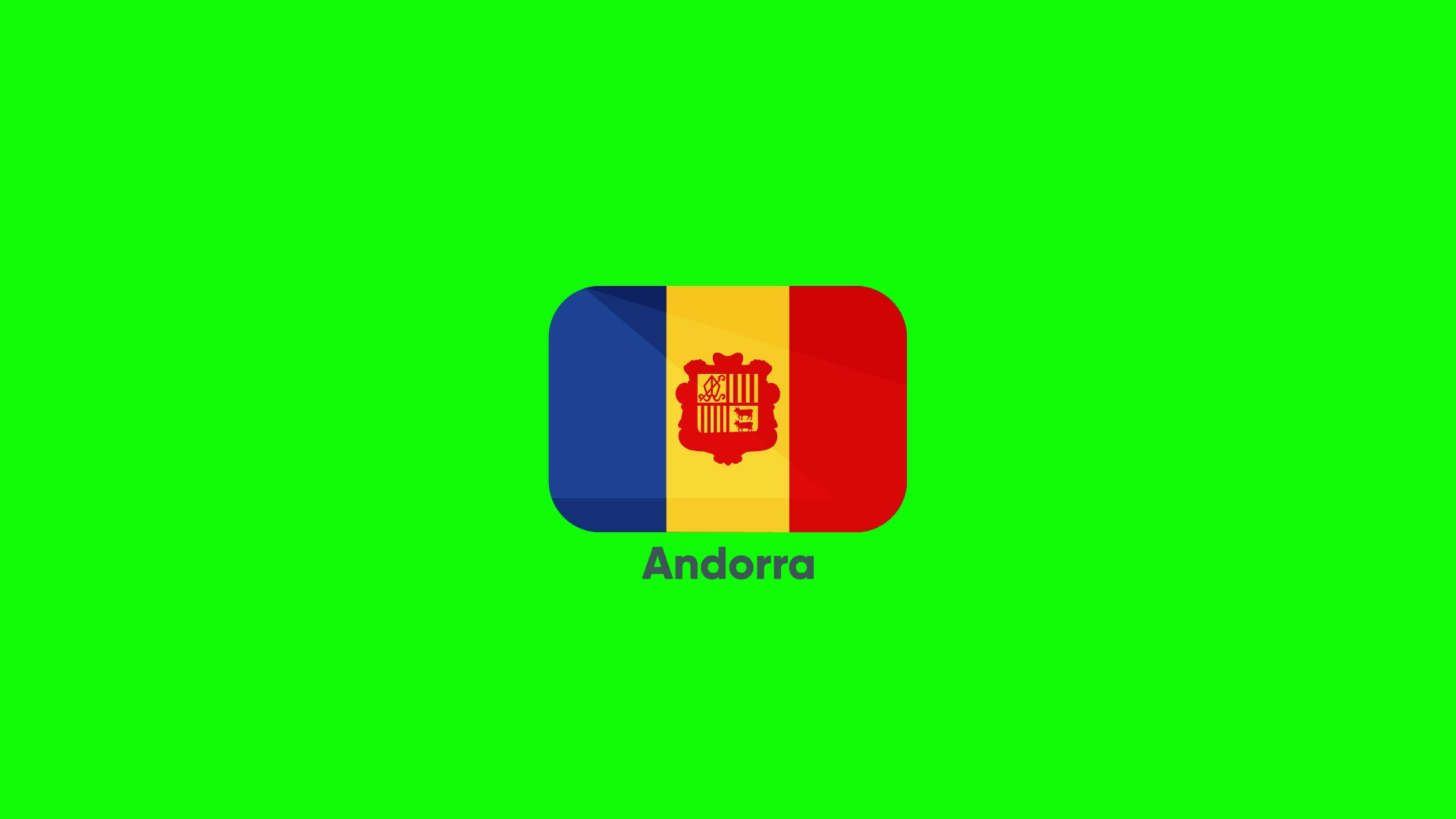 Andorra National Flag in Green Screen. Andorra 3D Flag Animation Free