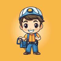 personal de mantenimiento labor linda dibujos animados caracteres vector ilustración aislado