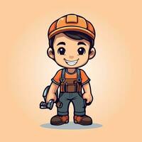 handyman labor cute cartoon characters vector illustration isolated