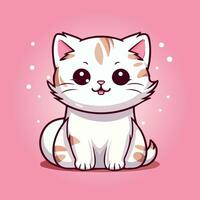 kawaii cute cat cartoon characters vector illustrtion