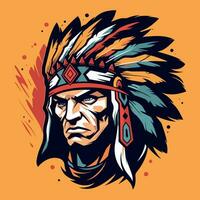 apache indian warrior head logo mascot vector illustration