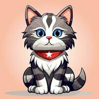 american bobtail cat breed character cartoon vector