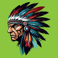 apache indian warrior head logo mascot vector illustration