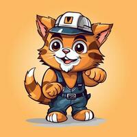cat handyman labor characters vector
