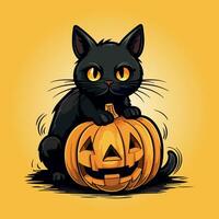 halloween cat cartoon illustration isolated vector