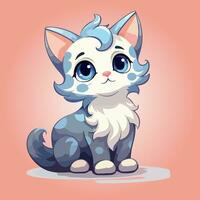 american curl cat cartoon character vector isolated illustration