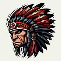 apache indio guerrero cabeza logo mascota vector ilustración