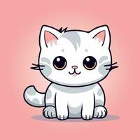 kawaii cute cat cartoon characters vector illustrtion
