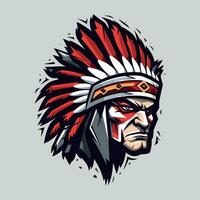 apache indian warrior head logo mascot vector illustration