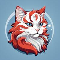 american curl cat cartoon character vector isolated illustration