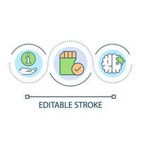 Memory brain storage loop concept icon. Keep information in mind. Retain knowledge. Memorizing things abstract idea thin line illustration. Isolated outline drawing. Editable stroke vector