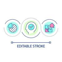 Solve problem loop concept icon. Statistic strategy. Find solution. Job tasks. Mental work abstract idea thin line illustration. Isolated outline drawing. Editable stroke vector