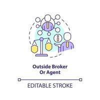 Outside broker concept icon. Independent agent. Insurance services seller. Coverage abstract idea thin line illustration. Isolated outline drawing. Editable stroke vector
