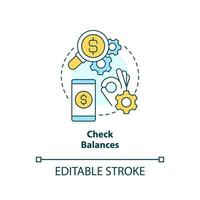 Check balances concept icon. Web wallet. Account details. Online banking benefit abstract idea thin line illustration. Isolated outline drawing. Editable stroke vector