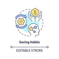 Saving habits concept icon. Insurance policies benefit. Inculcate economy literacy abstract idea thin line illustration. Isolated outline drawing. Editable stroke vector